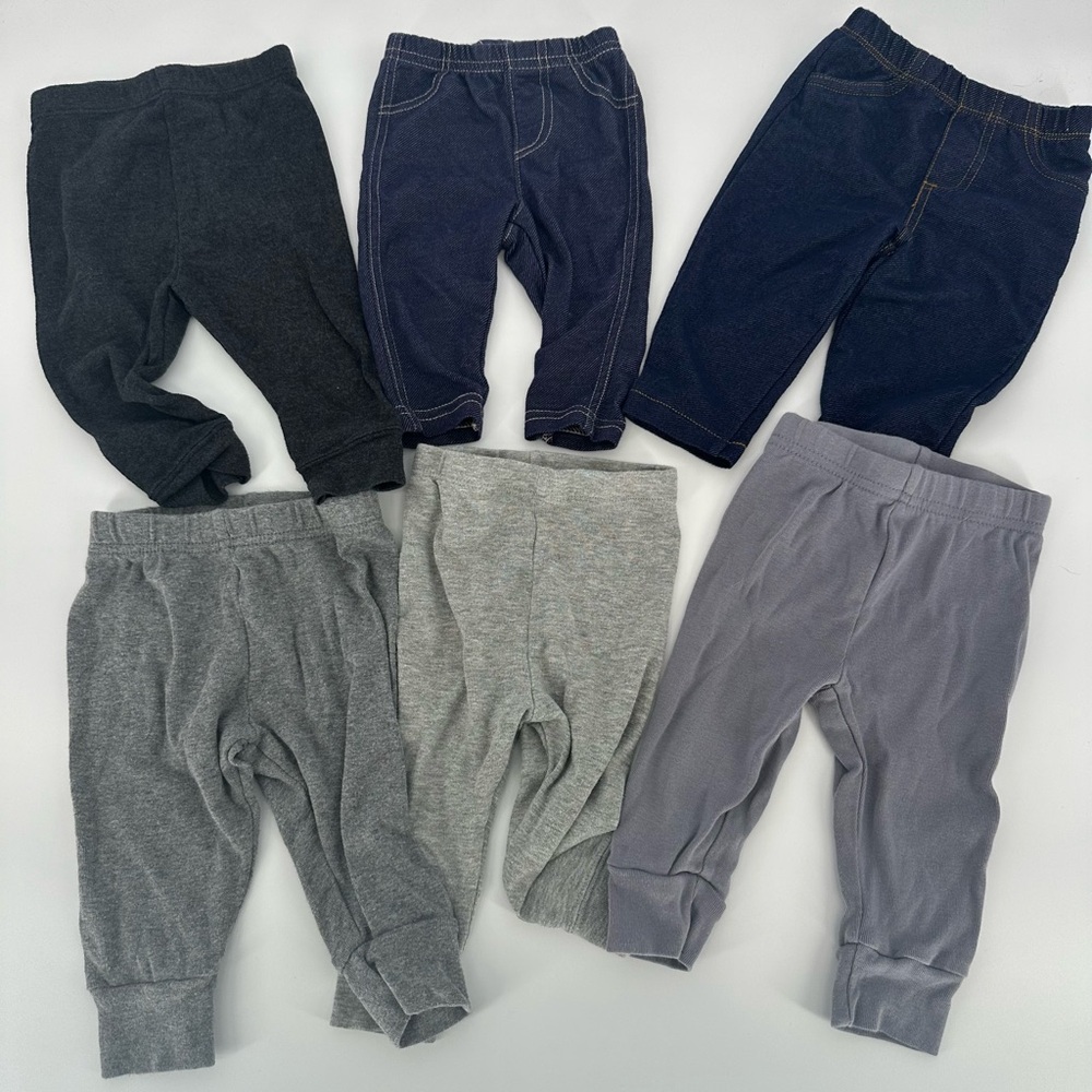 Lot of 6 Baby Infant Unisex Pants Bottoms Blue Black Jegging Casual Boy Girl